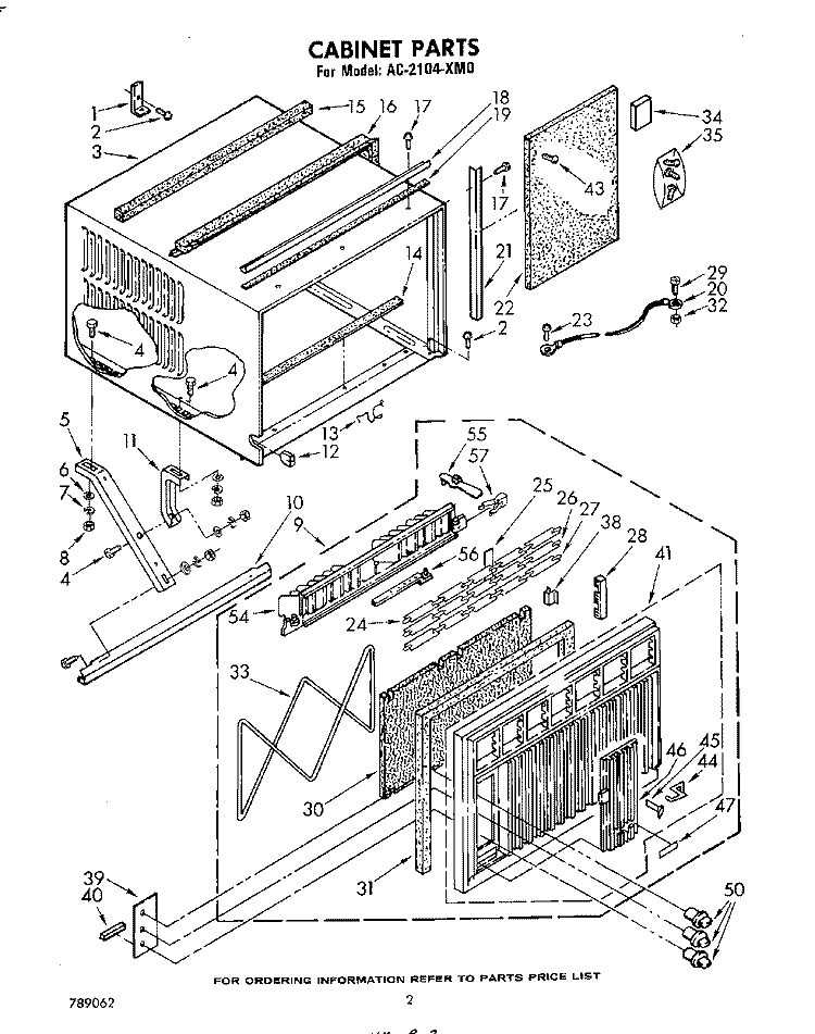 CABINET Diagram and Parts List for AC2104XM0  Whirlpool Air Conditioner