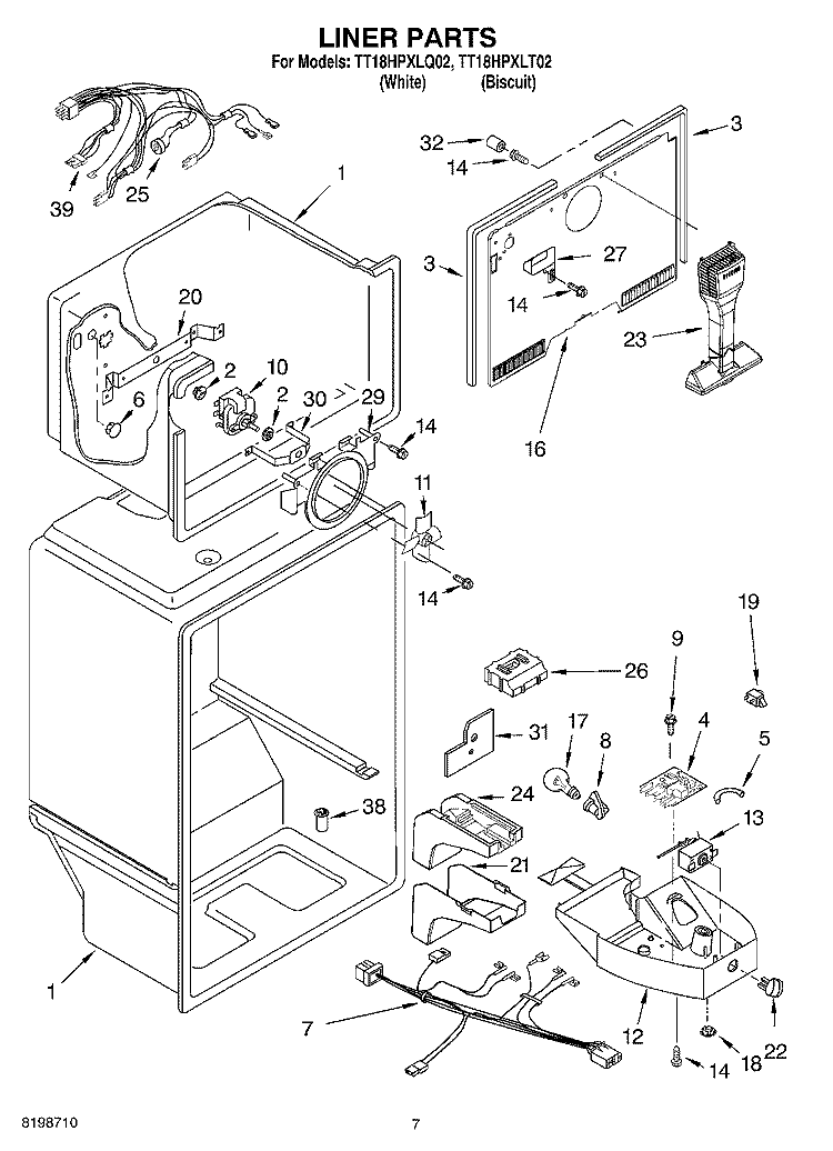 LINER PARTS Diagram and Parts List for TT18HPXLT02  Estate Refrigerator
