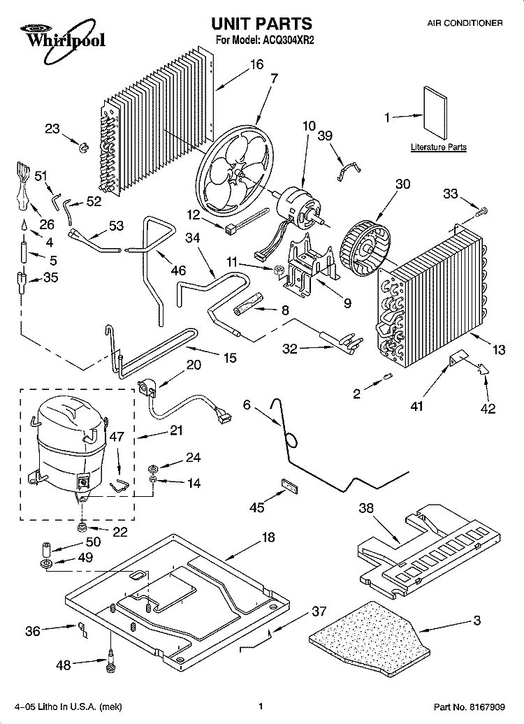 UNIT PARTS Diagram and Parts List for ACQ304XR2  Whirlpool Air Conditioner