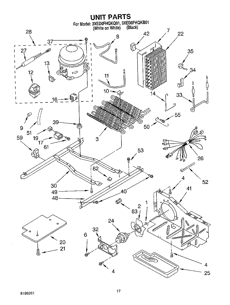 UNIT, OPTIONAL Diagram and Parts List for 3XED0FHQKB01  Whirlpool Refrigerator