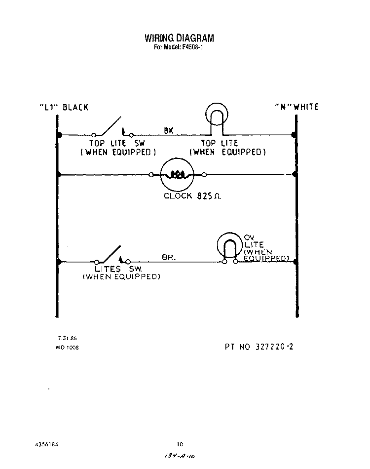 WIRING DIAGRAM Diagram and Parts List for F4508^1  Whirlpool Range