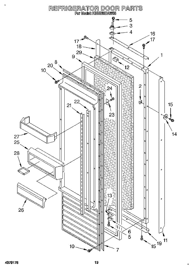 REFRIGERATOR DOOR Diagram and Parts List for KSSS36DAW05  KitchenAid Refrigerator
