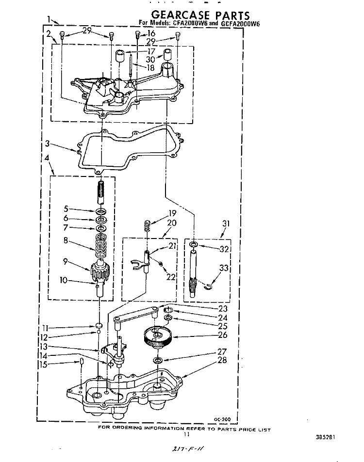 MODEL:  CFA2000W6 AND GCFA2000W6 Diagram and Parts List for 3CFA2000W6  Whirlpool Washer