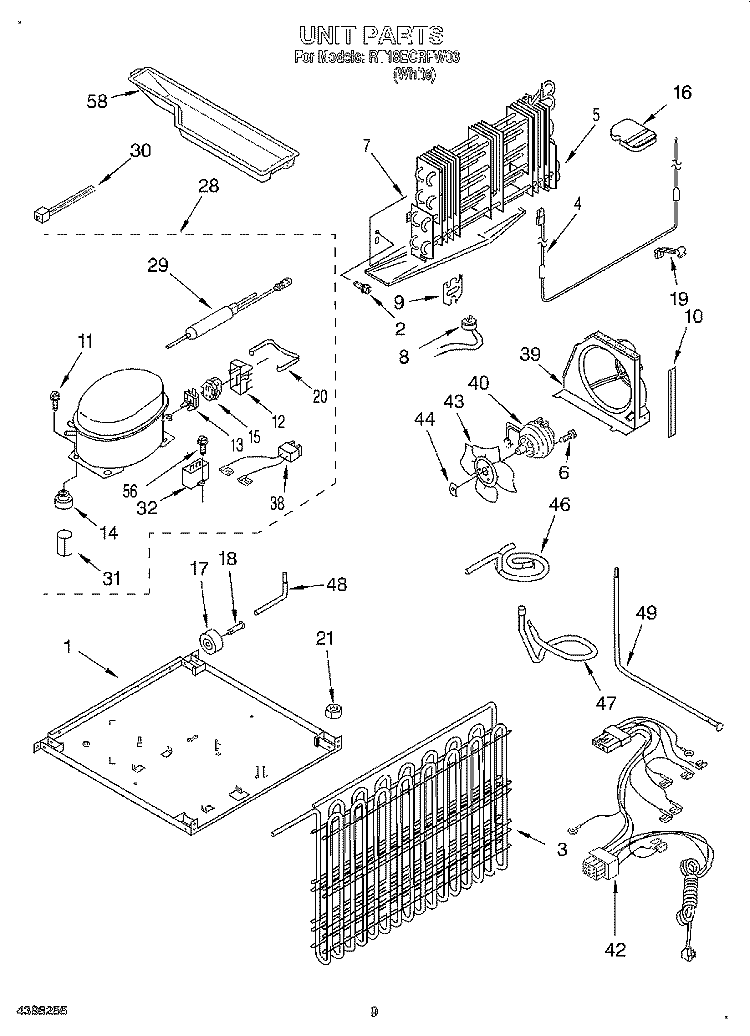 UNIT, OPTIONAL Diagram and Parts List for RT18ECRFW03  Roper Refrigerator