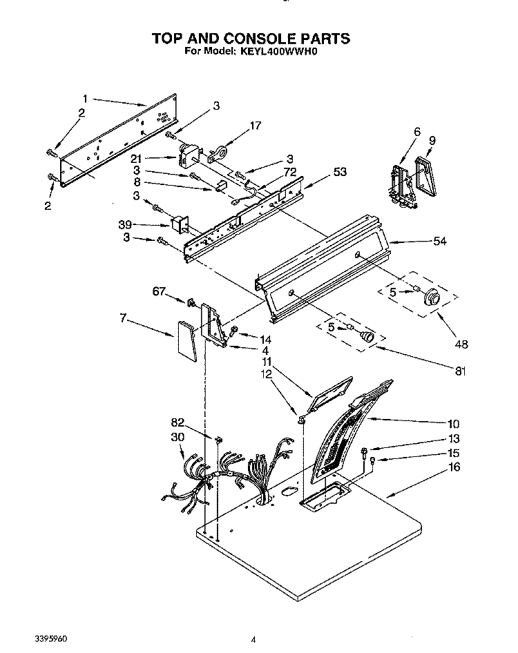 SECTION Diagram and Parts List for KEYL400WWH0  KitchenAid Dryer