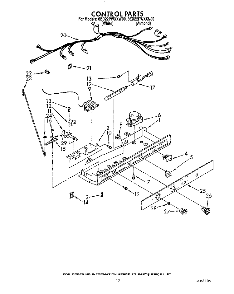 CONTROL Diagram and Parts List for 8ED22PWXXN00  Whirlpool Refrigerator