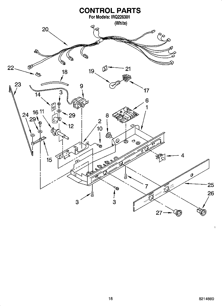 CONTROL PARTS Diagram and Parts List for IRQ226301  Inglis Refrigerator