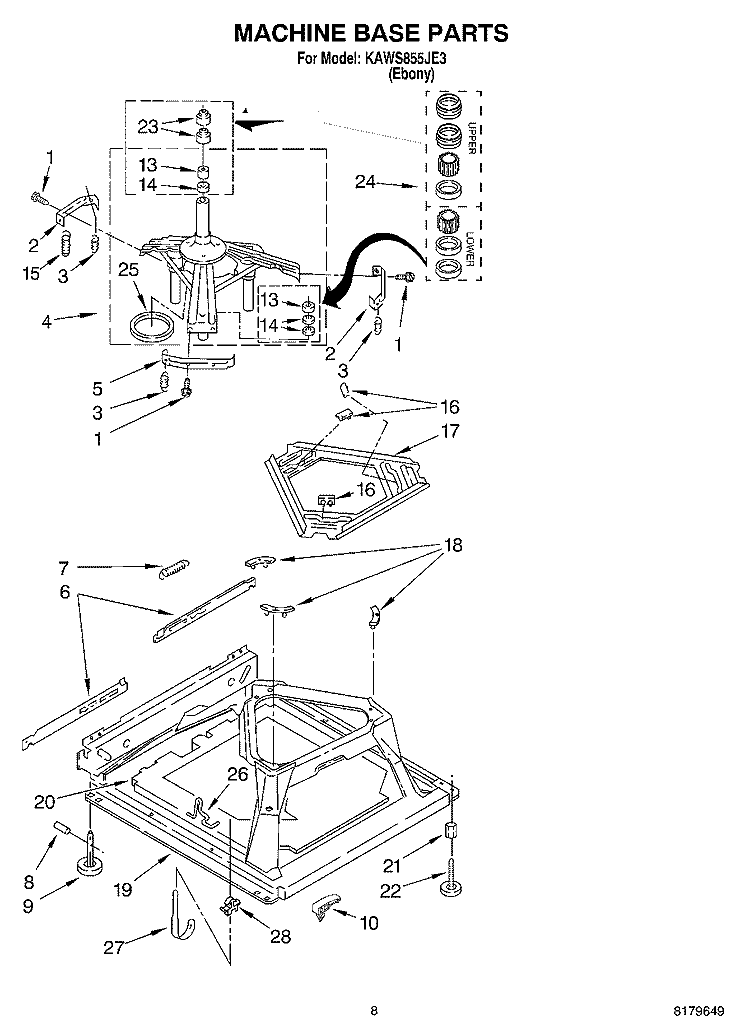 MACHINE BASE Diagram and Parts List for KAWS855JE3  KitchenAid Washer