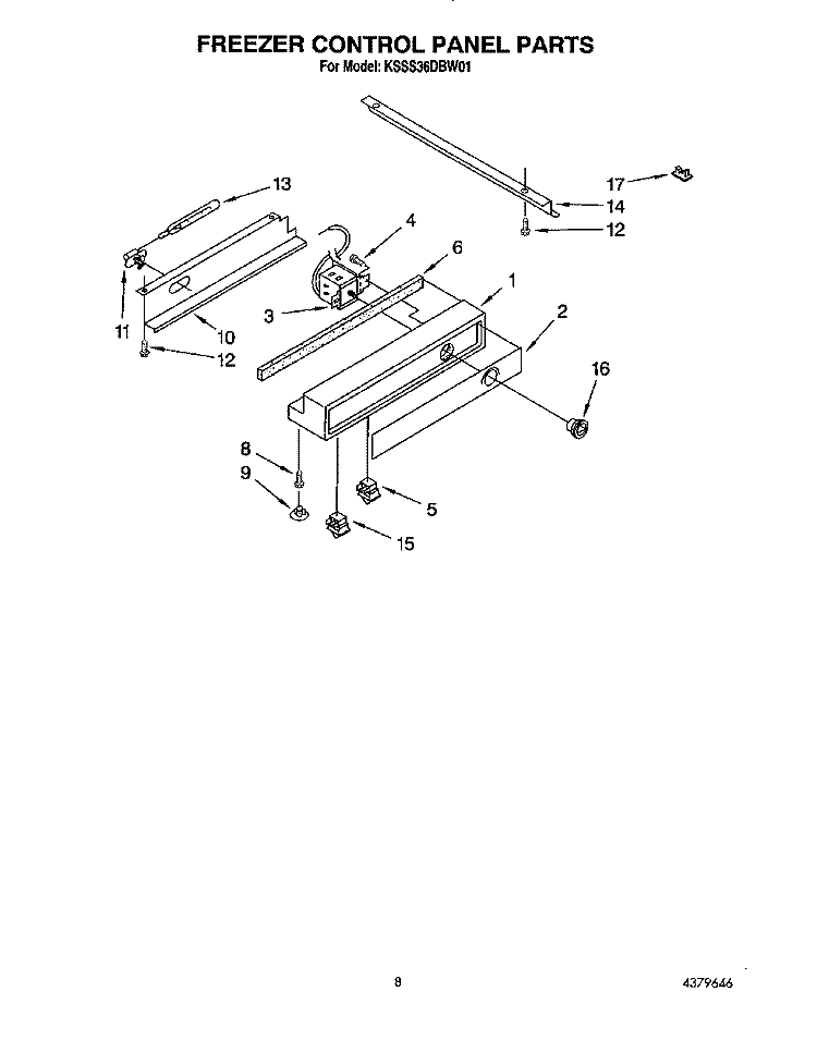 FREEZER CONTROL PANEL Diagram and Parts List for KSSS36DBW01  KitchenAid Refrigerator