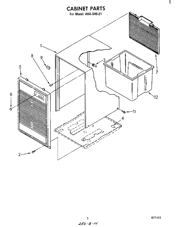 SECTION Diagram and Parts List for AHA04021  Whirlpool Dehumidifier