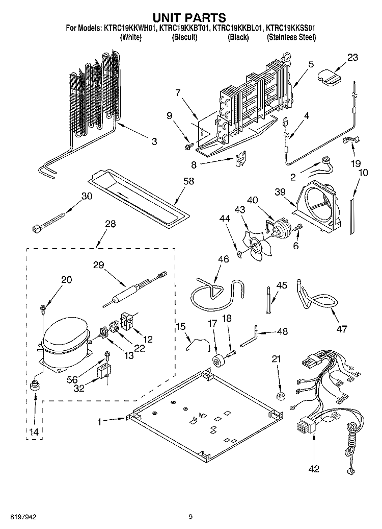 UNIT Diagram and Parts List for KTRC19KKBL01  KitchenAid Refrigerator