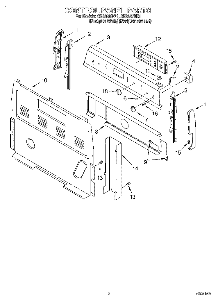 CONTROL PANEL Diagram and Parts List for CES366HZ1  Whirlpool Range