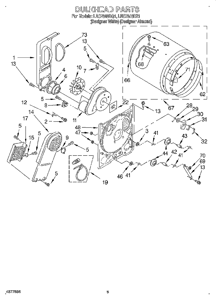 SECTION Diagram and Parts List for LEC7848DZ1  Whirlpool Dryer