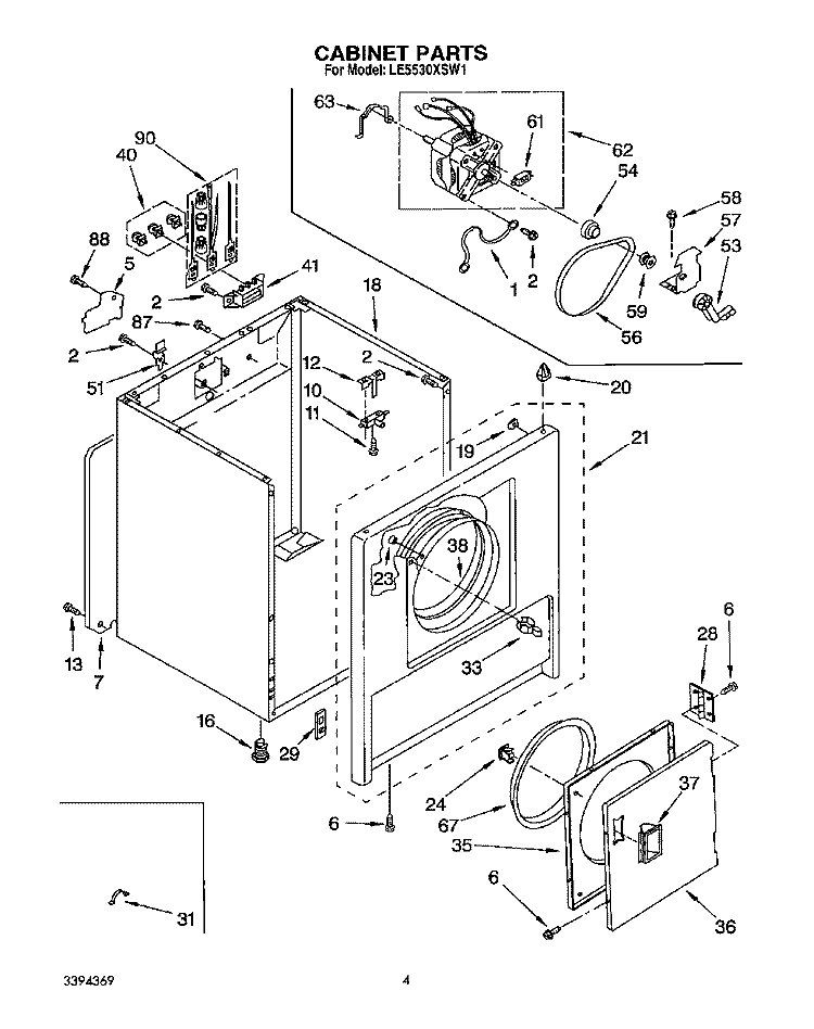 SECTION Diagram and Parts List for LE5530XSW1  Whirlpool Dryer