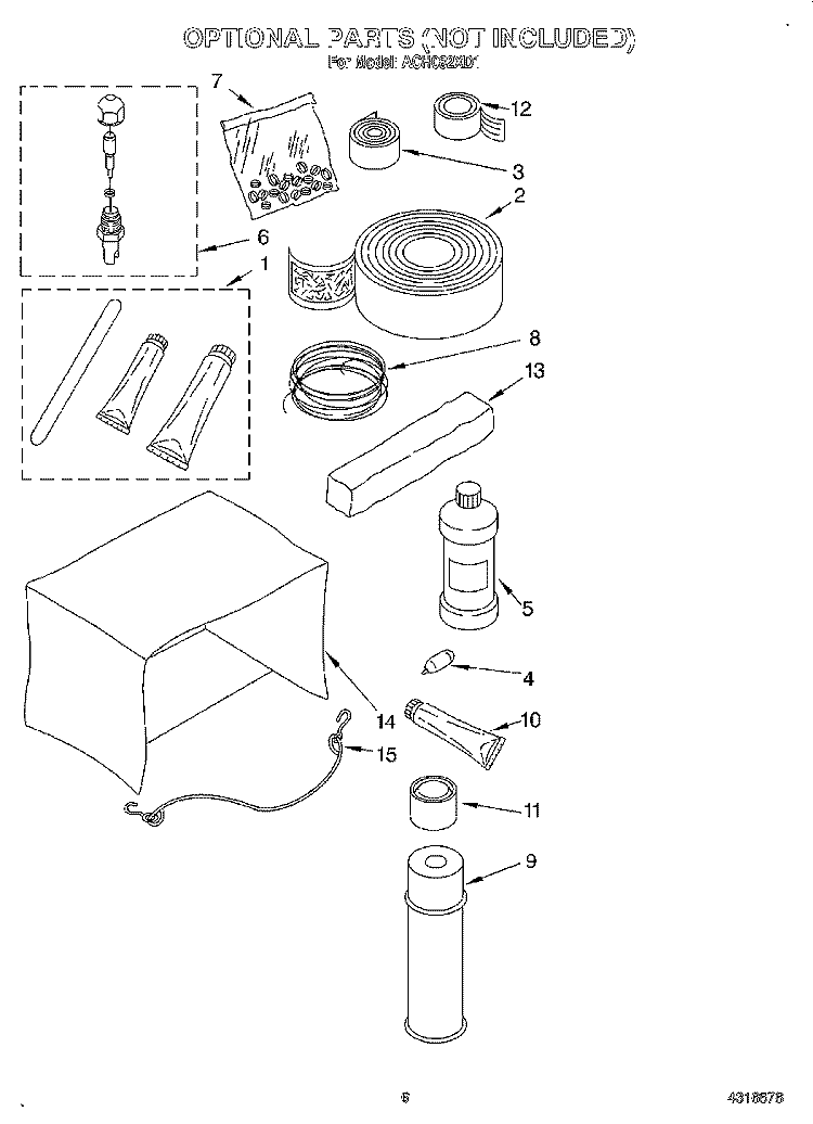 OPTIONAL PARTS Diagram and Parts List for ACH082XD1  Whirlpool Air Conditioner