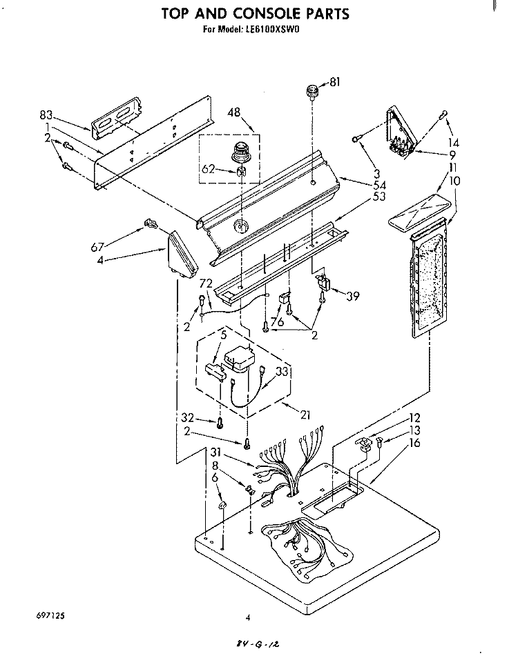SECTION Diagram and Parts List for LE6100XSW0  Whirlpool Dryer