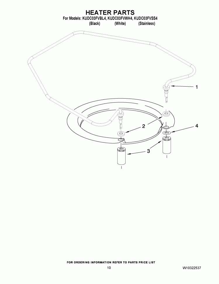 HEATER PARTS Diagram and Parts List for KUDC03FVBL4  KitchenAid Dishwasher