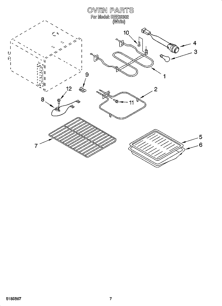 OVEN PARTS, MISCELLANEOUS PARTS Diagram and Parts List for REE32302  Roper Range