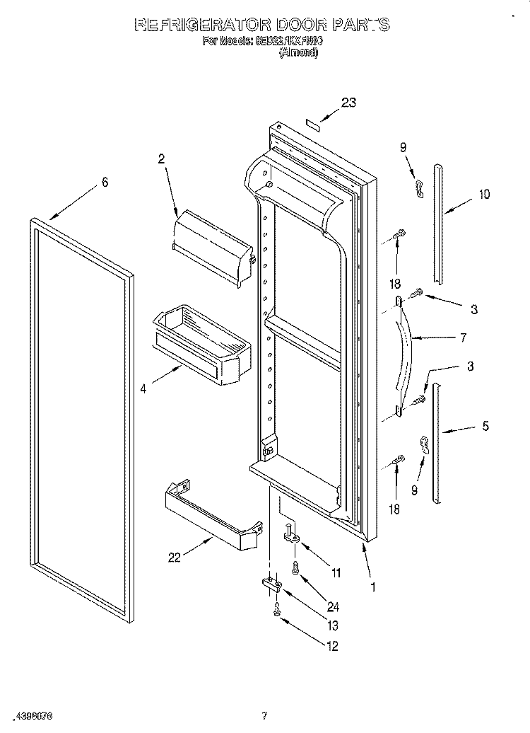 REFRIGERATOR DOOR Diagram and Parts List for 8ED22PKXFN00  Whirlpool Refrigerator