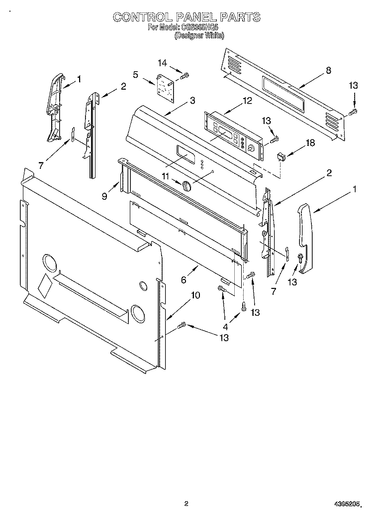 CONTROL PANEL Diagram and Parts List for CGS365HQ5  Crosley Range
