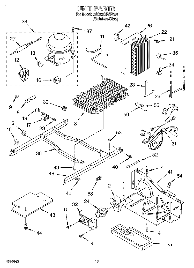 UNIT Diagram and Parts List for 6GD27DFXFS00  Whirlpool Refrigerator