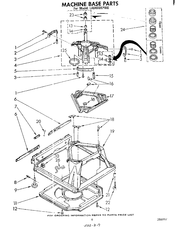 MACHINE BASE Diagram and Parts List for LA6400XPW0  Whirlpool Washer