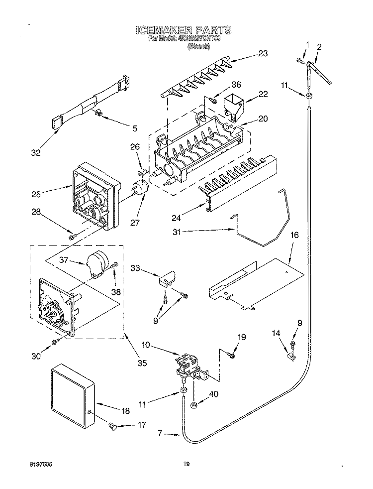 ICE MAKER Diagram and Parts List for 4KSRS27CHT00  KitchenAid Refrigerator