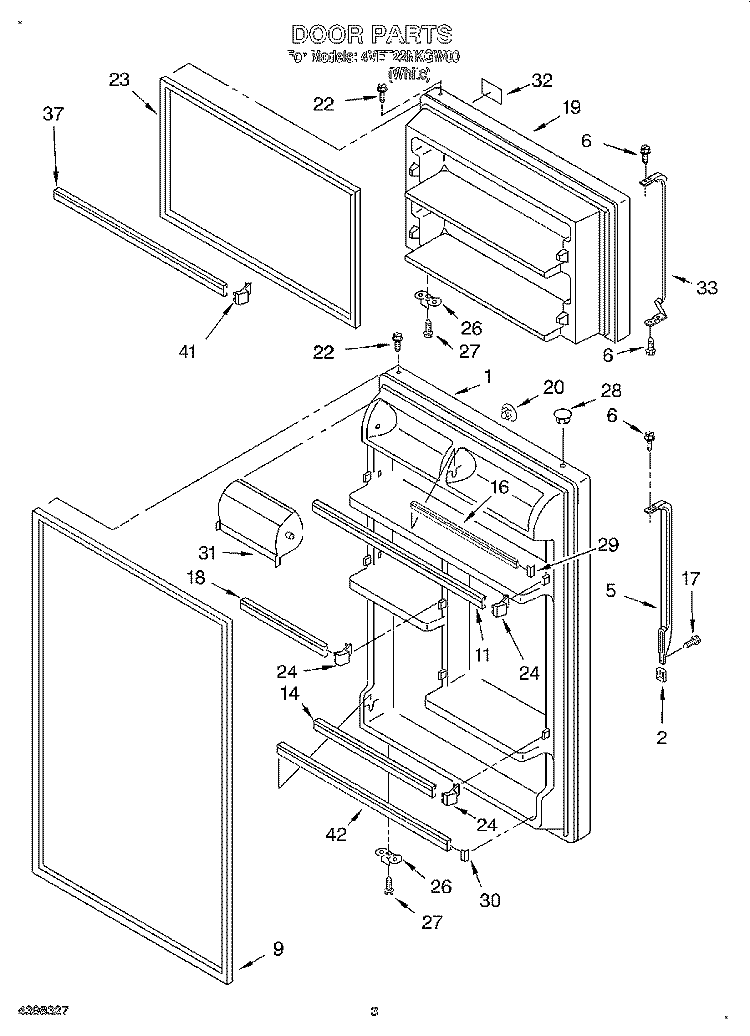 DOOR Diagram and Parts List for 4VET22NKGW00  Whirlpool Refrigerator