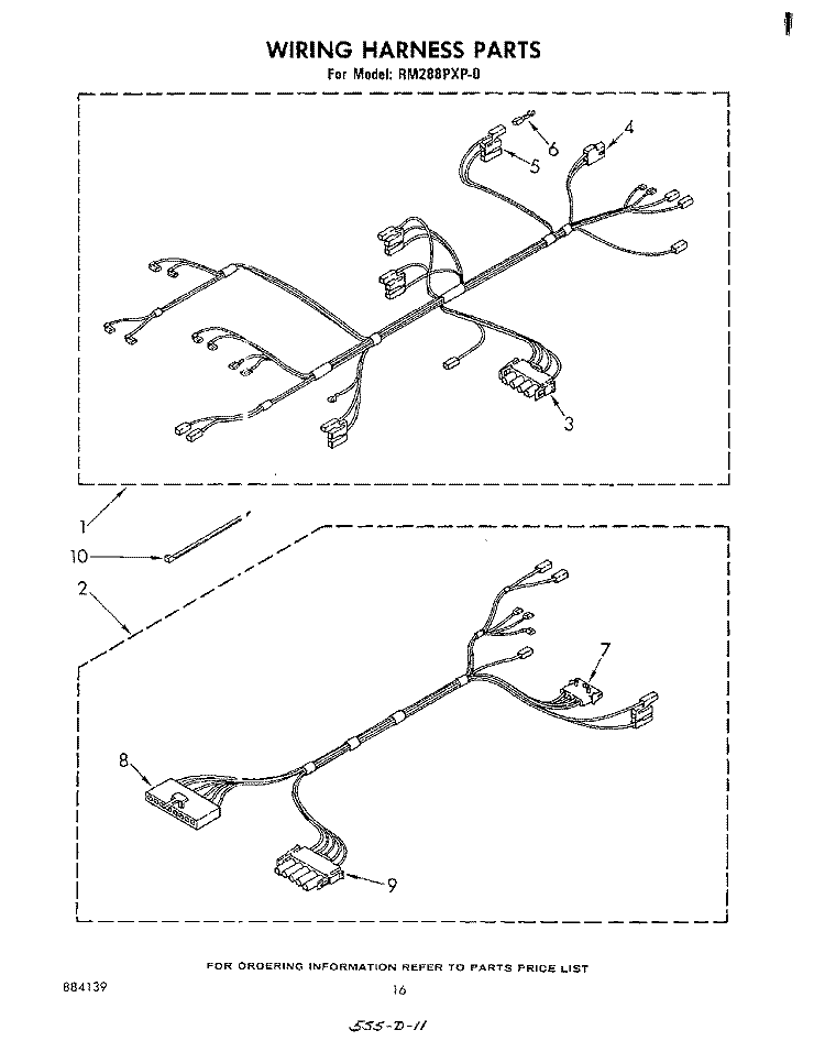 WIRING HARNESS , LITERATURE AND OPTIONAL Diagram and Parts List for RM288PXP0  Whirlpool Microwave Oven Combo
