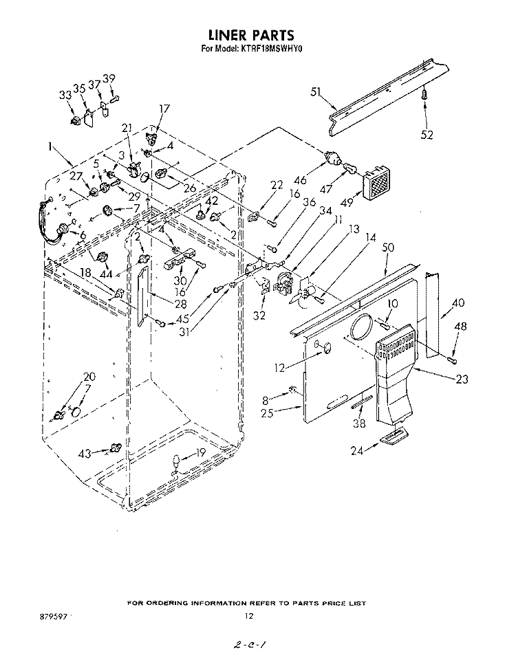 LINER Diagram and Parts List for KTRF18MSPLY0  Whirlpool Refrigerator