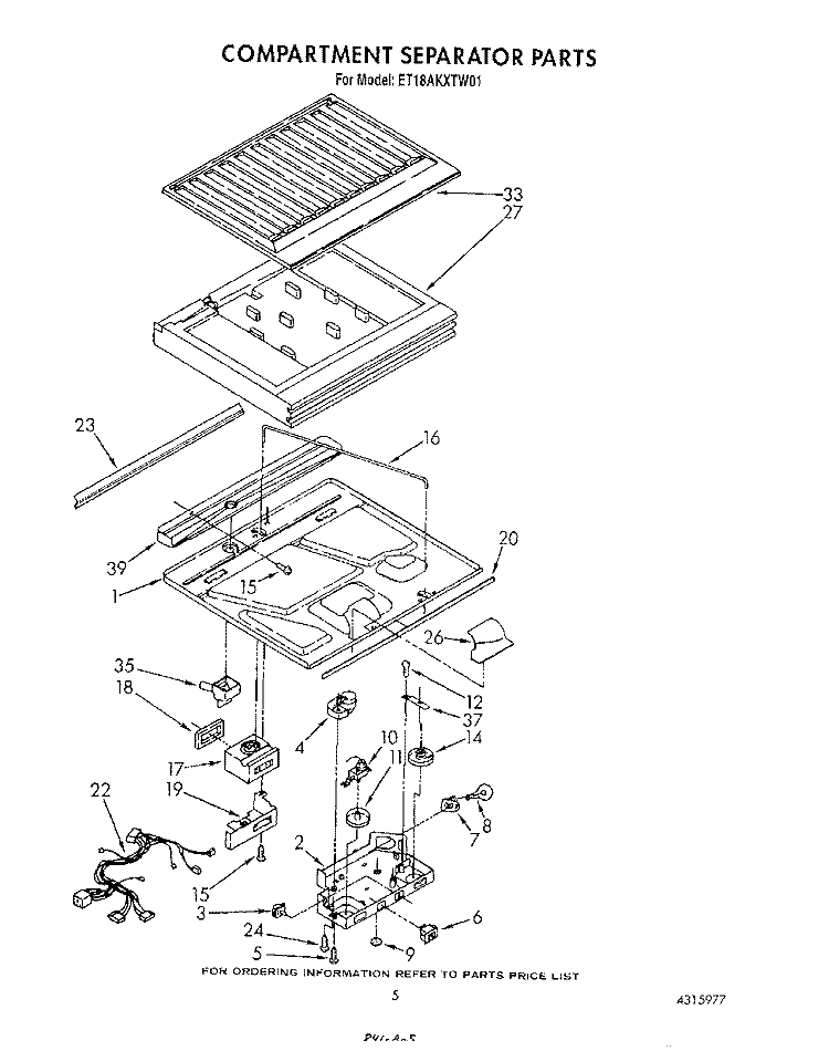COMPARTMENT SEPARATOR Diagram and Parts List for ET18AKXTN01  Whirlpool Refrigerator
