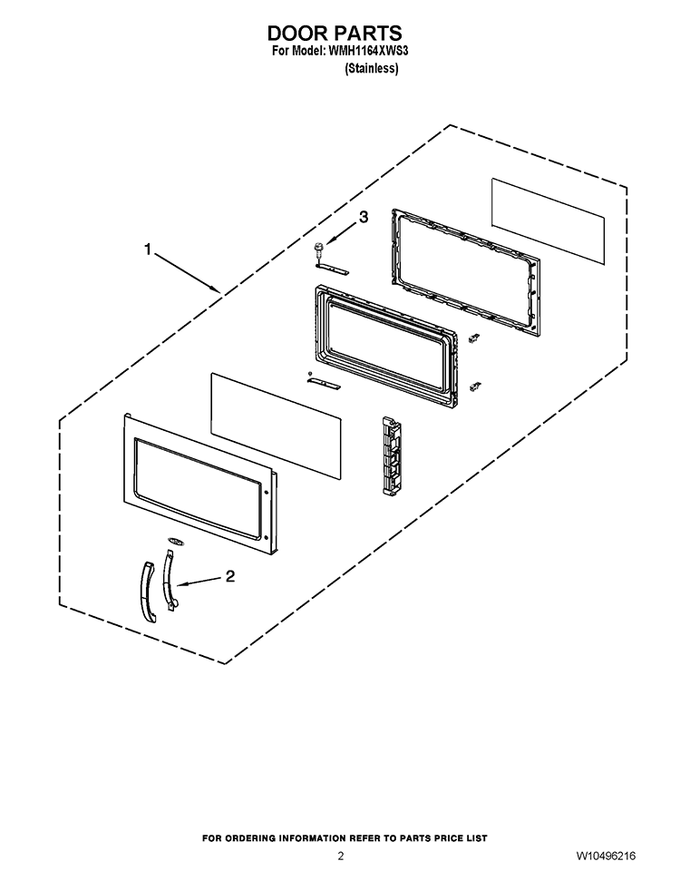 DOOR PARTS Diagram and Parts List for WMH1164XWS3  Whirlpool Microwave