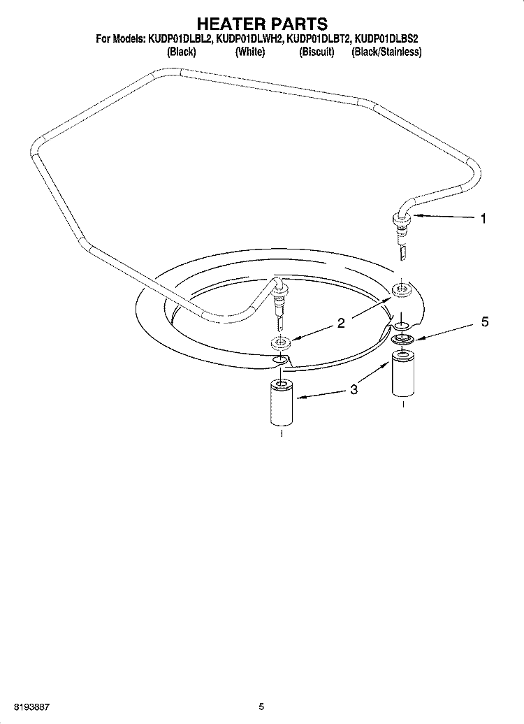 HEATER PARTS Diagram and Parts List for KUDP01DLBL2  KitchenAid Dishwasher