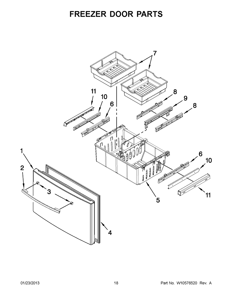 FREEZER DOOR PARTS Diagram and Parts List for GI0FSAXVB09  Whirlpool Refrigerator