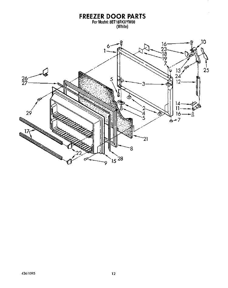 FREEZER DOOR Diagram and Parts List for 8ET18RKXYN00  Whirlpool Refrigerator