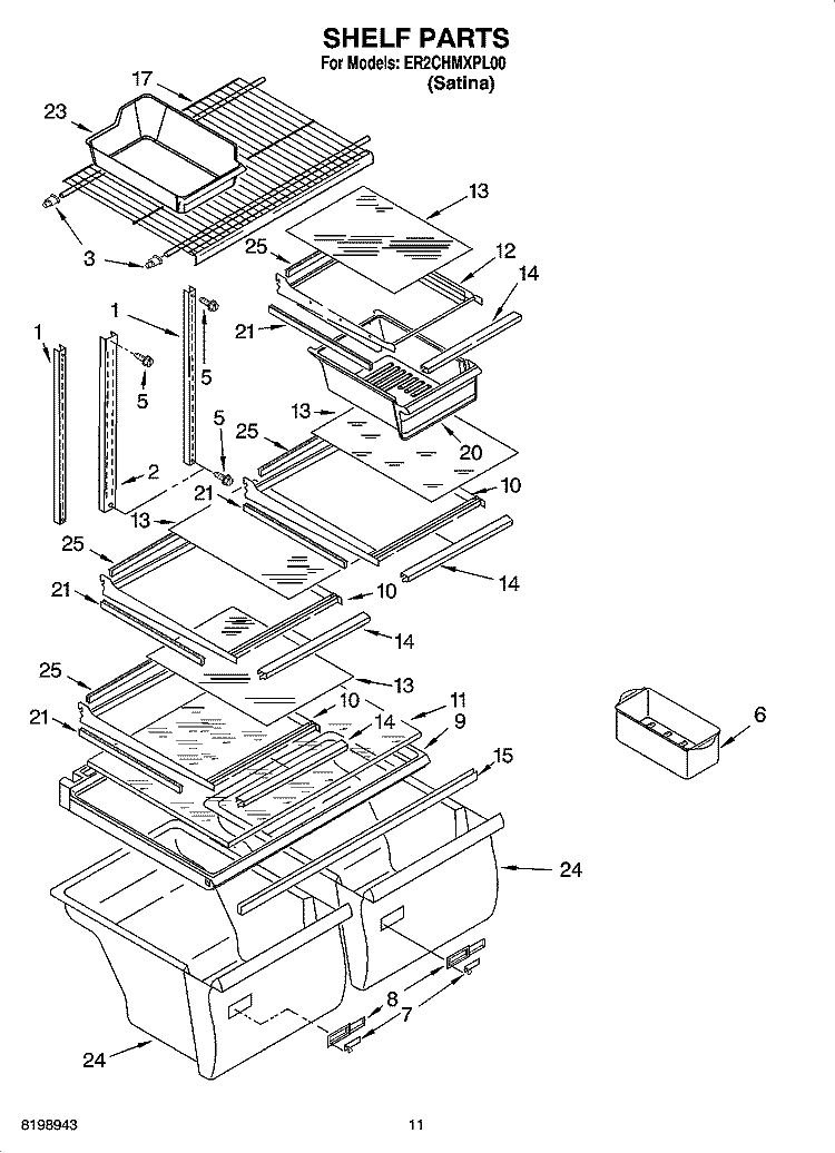 SHELF PARTS, OPTIONAL PARTS Diagram and Parts List for ER2CHMXPL00  Whirlpool Refrigerator
