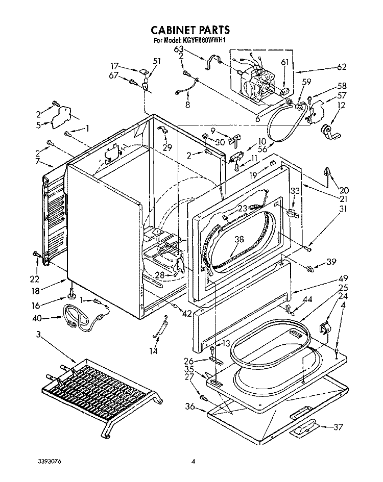 CABINET Diagram and Parts List for KGYE860WWH1  KitchenAid Dryer