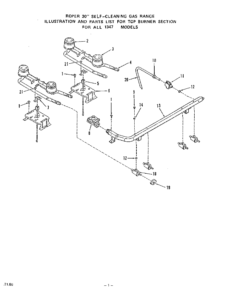 BACKGUARD Diagram and Parts List for 1347^0A  Whirlpool Range