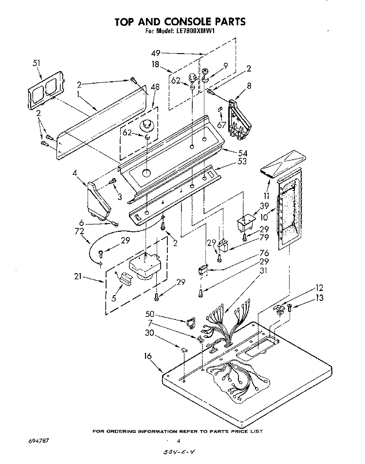 SECTION Diagram and Parts List for LE7800XMW1  Whirlpool Dryer