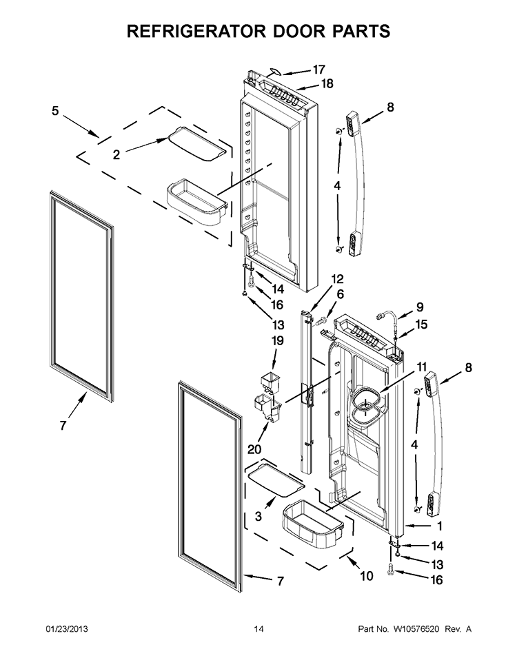 REFRIGERATOR DOOR PARTS Diagram and Parts List for GI0FSAXVB09  Whirlpool Refrigerator
