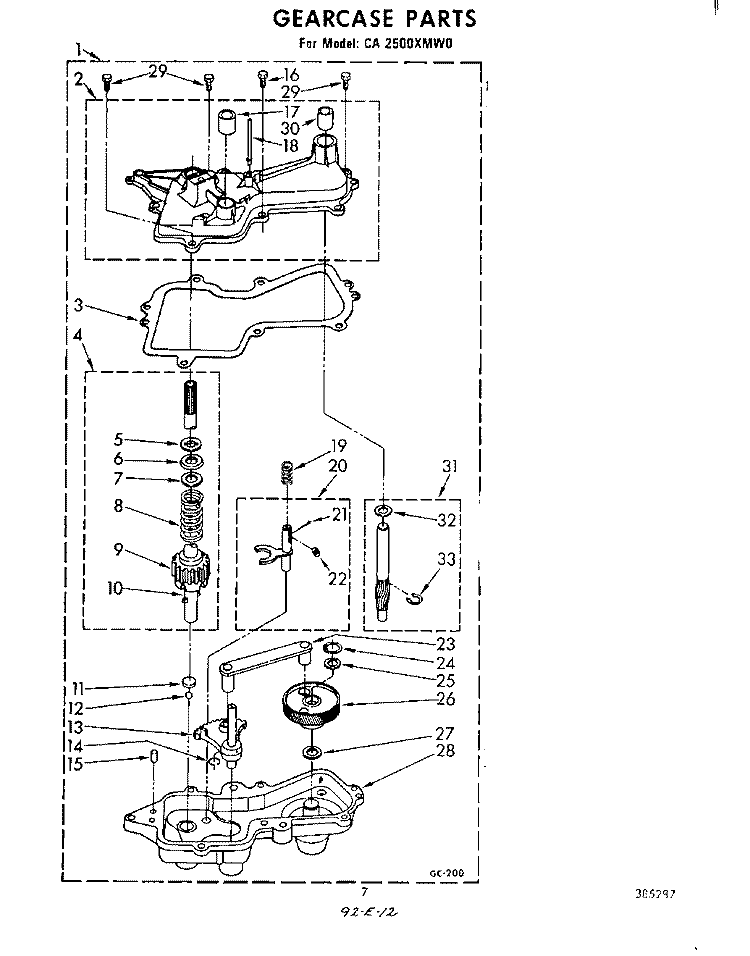 GEAR CASE Diagram and Parts List for CA2500XMW0  Whirlpool Washer