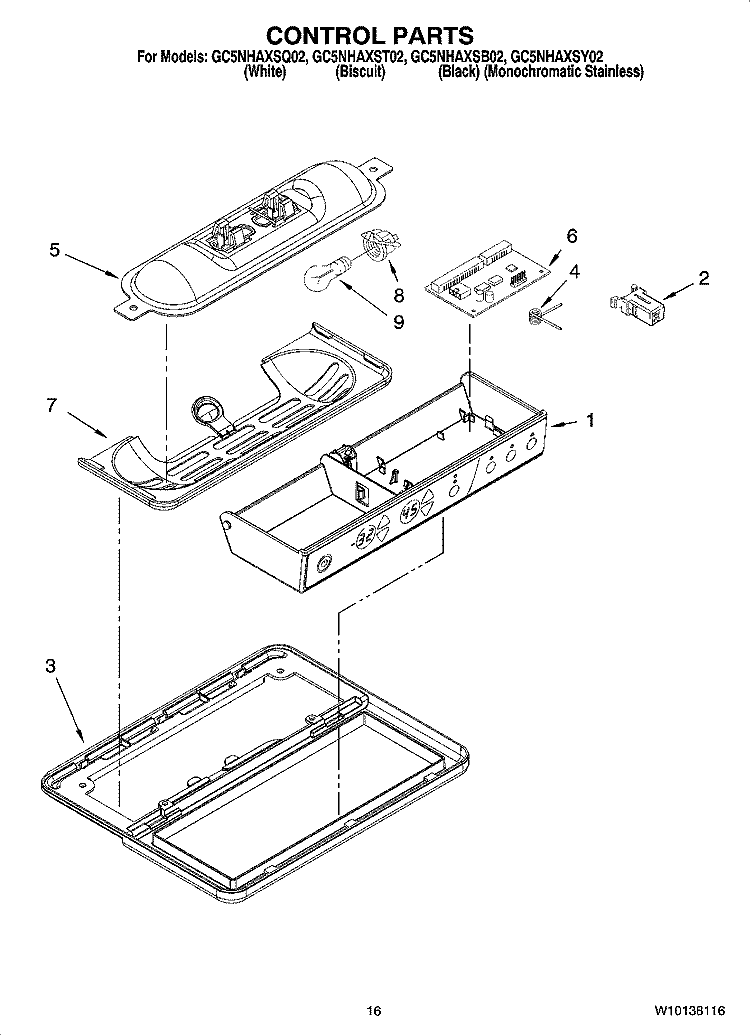 CONTROL PARTS Diagram and Parts List for GC5NHAXSQ02  Whirlpool Refrigerator