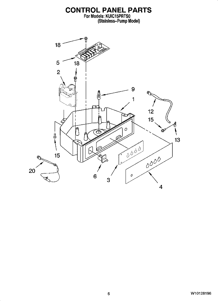 CONTROL PANEL PARTS Diagram and Parts List for KUIC15PRTS0  KitchenAid Ice Maker