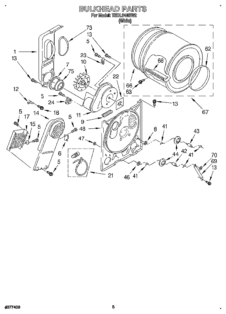 SECTION Diagram and Parts List for TEDL640BW2  Whirlpool Dryer