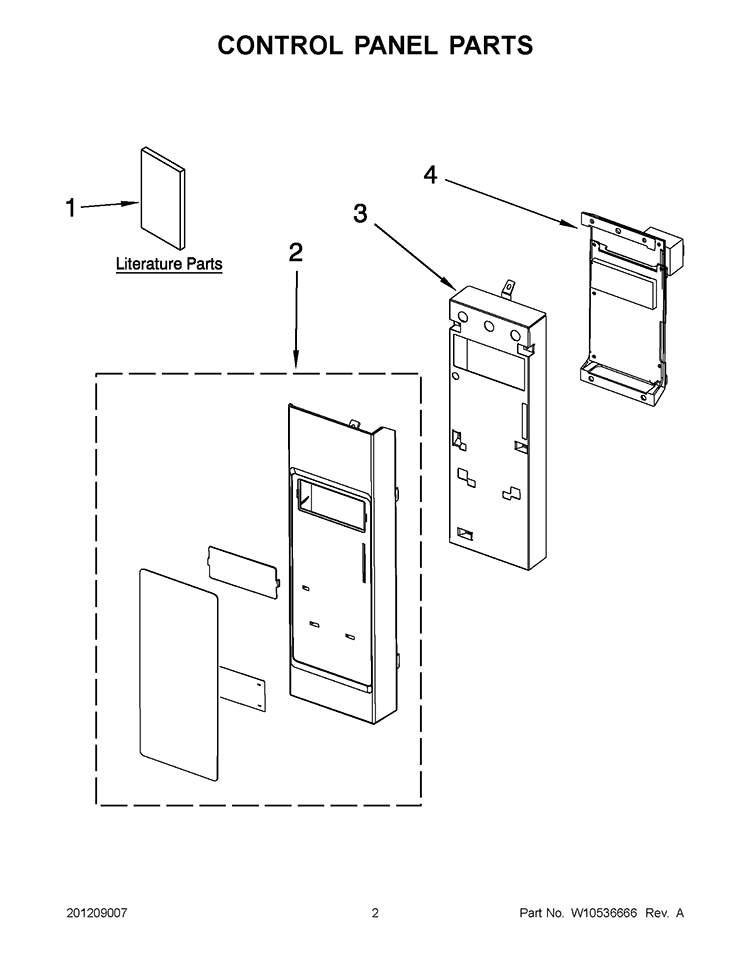 CONTROL PANEL PARTS Diagram and Parts List for KHMC1857BWH0  KitchenAid Microwave