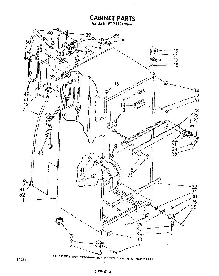 CABINET Diagram and Parts List for ET18EKXPWR2  Whirlpool Refrigerator