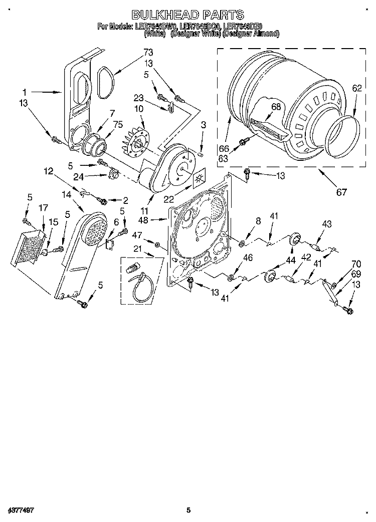 SECTION Diagram and Parts List for LER7646DW0  Whirlpool Dryer