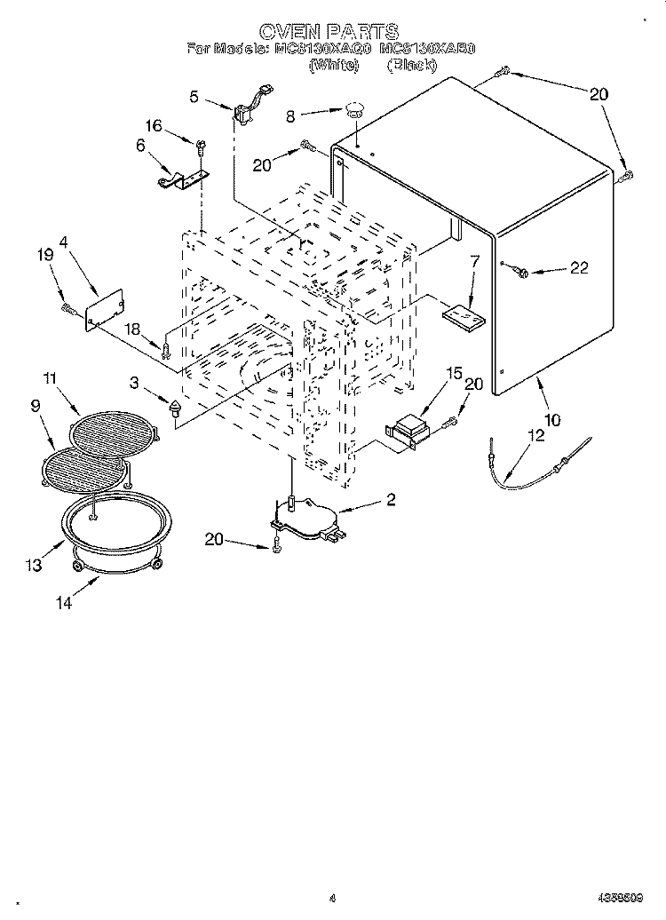 OVEN Diagram and Parts List for MC8130XAB0  Whirlpool Wall Oven