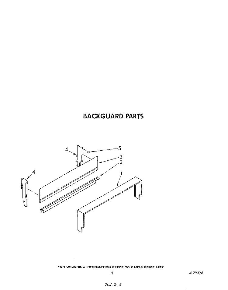 BACKGUARD Diagram and Parts List for SF305ESRW1  Whirlpool Range