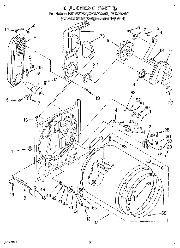 BULKHEAD Diagram and Parts List for KGYS700GQ1  KitchenAid Dryer